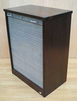 Rollladenschrank Farben Nussbaum dunkel und Mittelgrau