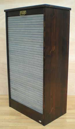 Rollladenschrank Farbe Nussbaum dunkel (astig) und Mittelgrau