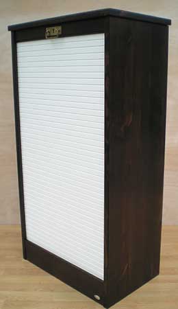 Rollladenschrank Farbe Nussbaum dunkel (astig) und weiß deckend